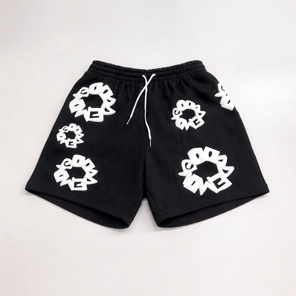 BLACK FLOWER SHORTS