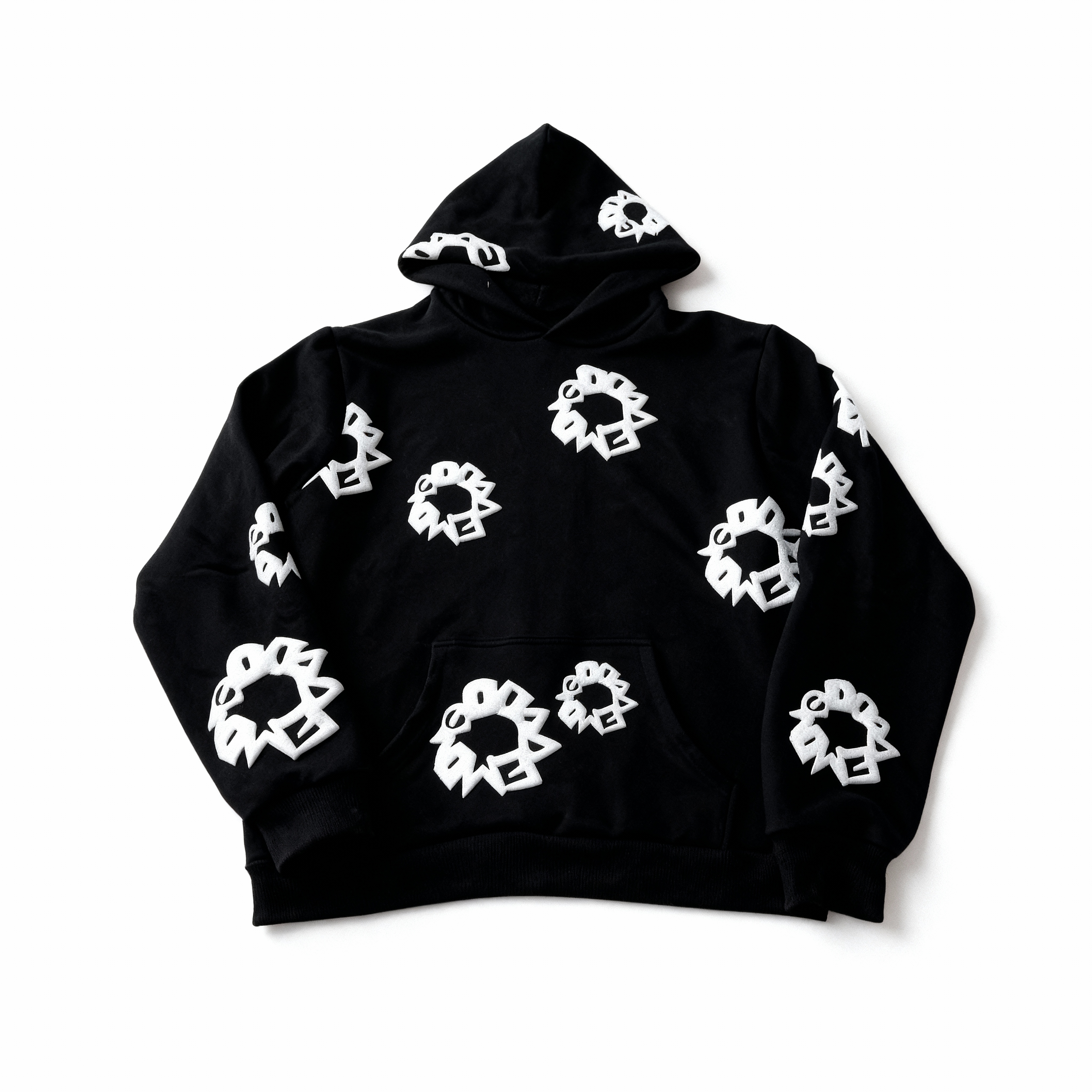 BLACK FLOWER ZIP HOODIE